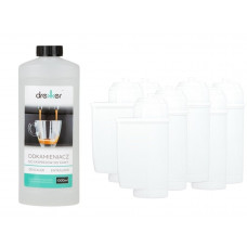 Zestaw 6 filtrów Drekker FILTRO-TZ70003 - Filtr zamiennik do Brita Intenza TZ70003 467873 17000705 + odkamieniacz drekker 1000ml
