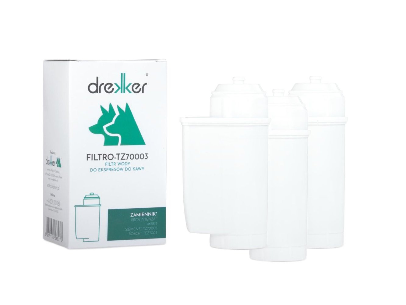Zestaw 3 filtrów Drekker FILTRO-TZ70003 - Filtr zamiennik do Brita Intenza TZ70003 467873 17000705