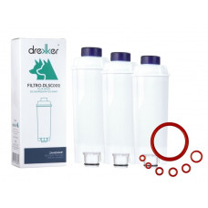 Filtr Drekker zamiennik Delonghi - DLS C002 zestaw 3 sztuk + komplet uszczelek