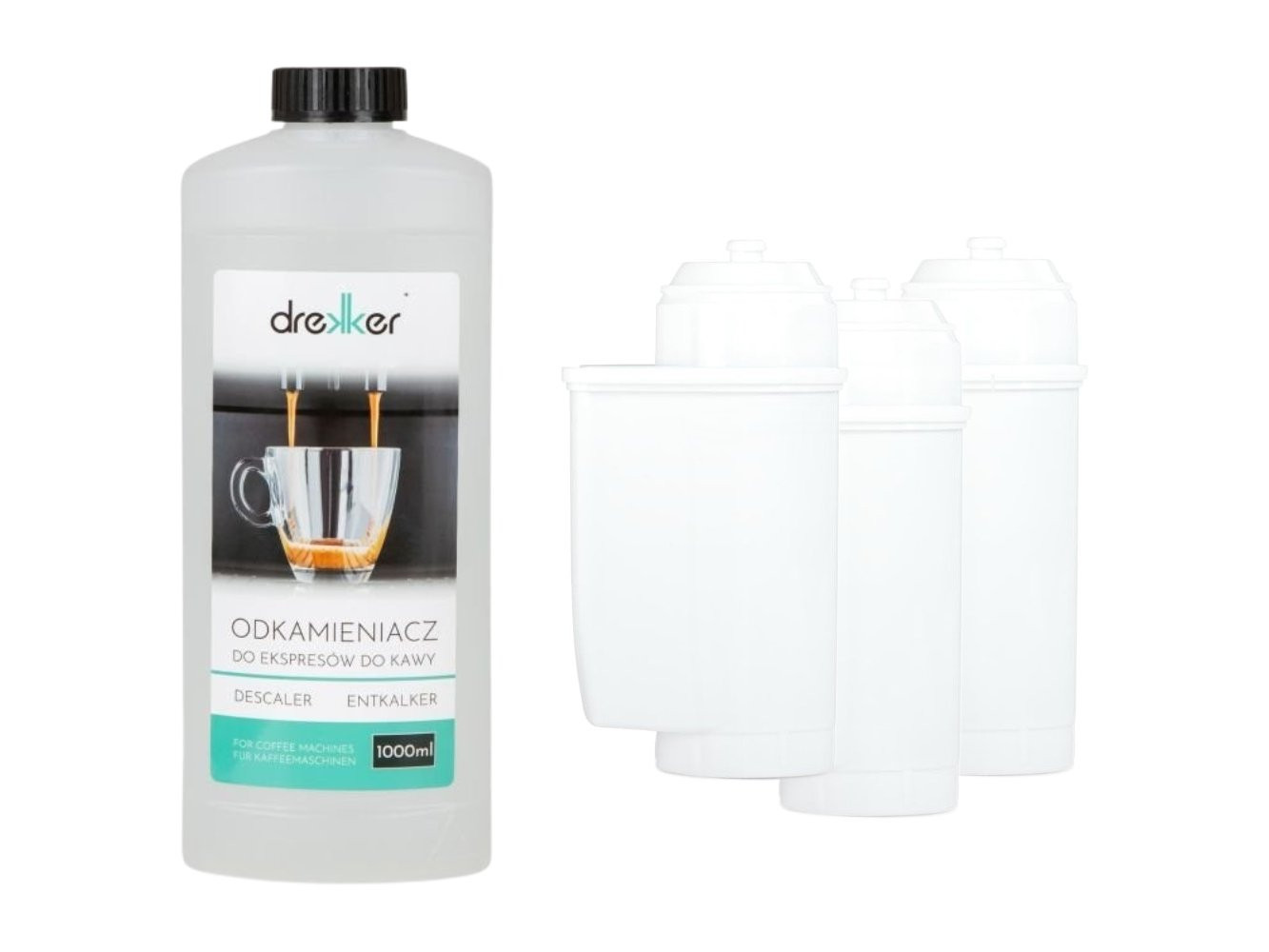 Zestaw 3 filtrów Drekker FILTRO-TZ70003 - Filtr zamiennik do Brita Intenza TZ70003 467873 17000705 + odkamieniacz drekker 1000ml