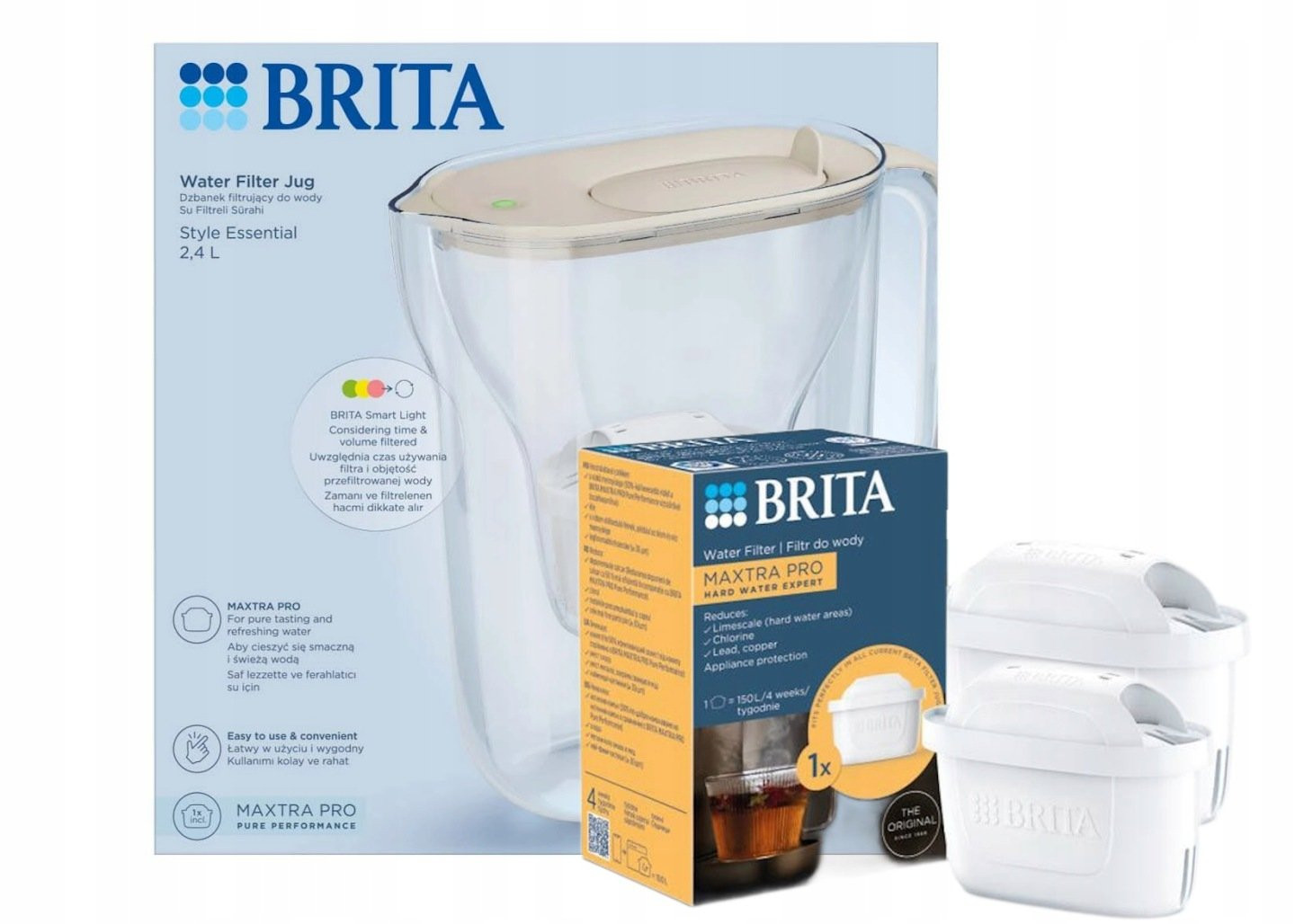 Dzbanek filtrujący Brita Style Essential 2,4L piaskowy z 3 filtrami