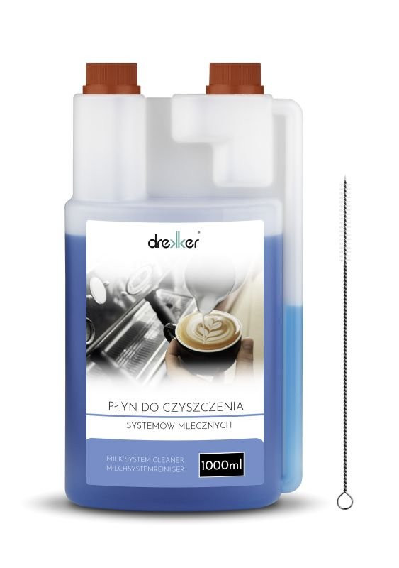 Płyn do usuwania osadów mleka Drekker 1000ml + szczoteczka do czyszczenia ekspresów