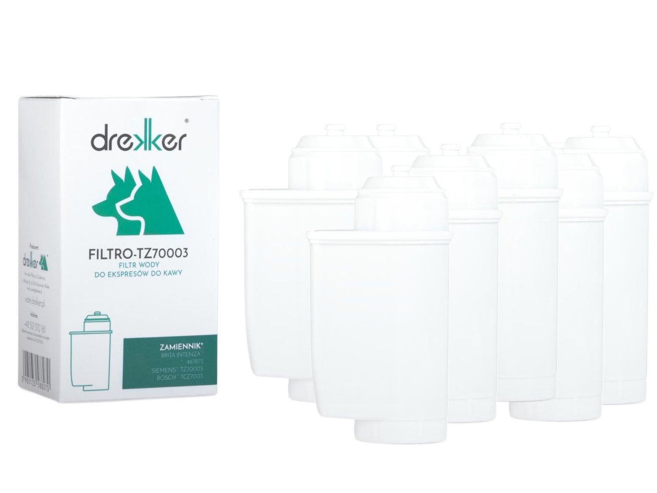 Zestaw 6 filtrów Drekker FILTRO-TZ70003 - Filtr zamiennik do Brita Intenza TZ70003 467873 17000705