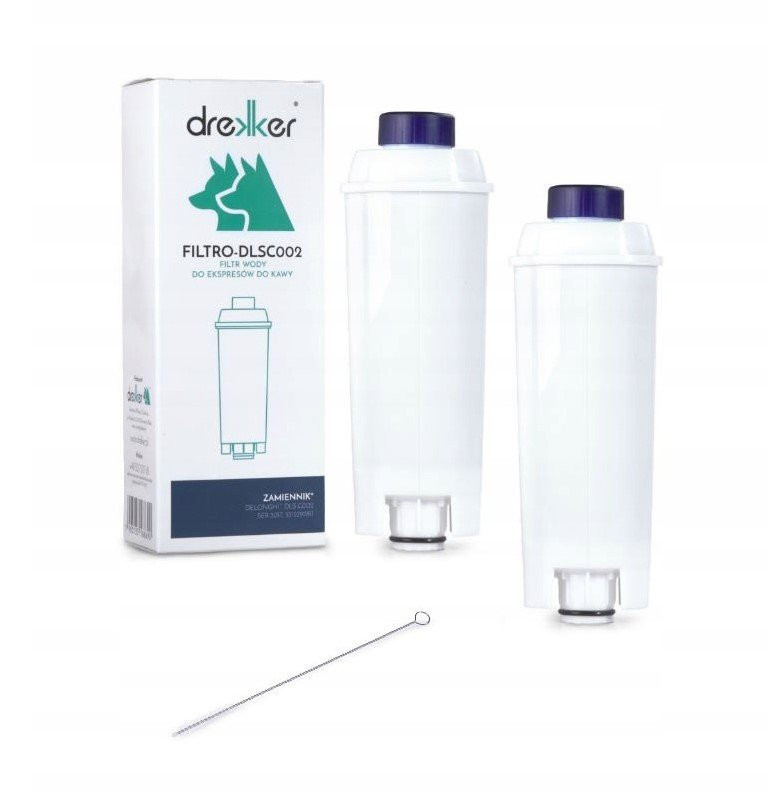 Drekker FILTRO-DLSC002 - Filtr zamiennik do DeLonghi DLS C002, SER3017 2 sztuki + szczoteczka