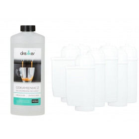 Zestaw 6 filtrów Drekker FILTRO-TZ70003 - Filtr zamiennik do Brita Intenza TZ70003 467873 17000705 + odkamieniacz drekker 1000ml