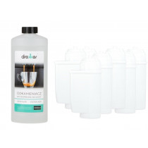 Zestaw 6 filtrów Drekker FILTRO-TZ70003 - Filtr zamiennik do Brita Intenza TZ70003 467873 17000705 + odkamieniacz drekker 1000ml