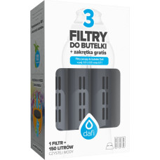 Dafi trzy filtry do butelki filtrującej kolor stalowy + zakrętka