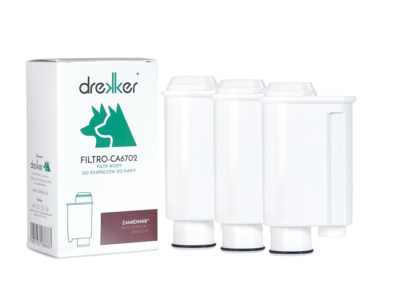 Zestaw 3 filtrów Drekker FILTRO-CA6702 - Filtr zamiennik do Brita Intenza+ CA 6702/00