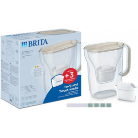 Dzbanek filtrujący Brita Style Essential 2,4L piaskowy z 3 filtrami Brita MAXTRA PRO Pure Performance + tester twardości wody GRATIS