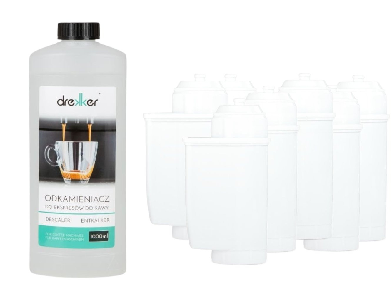 Zestaw 6 filtrów Drekker FILTRO-TZ70003 - Filtr zamiennik do Brita Intenza TZ70003 467873 17000705 + odkamieniacz drekker 1000ml
